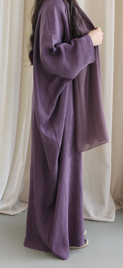 THE  PURPLE TEXTURED ABAYA + SCARF