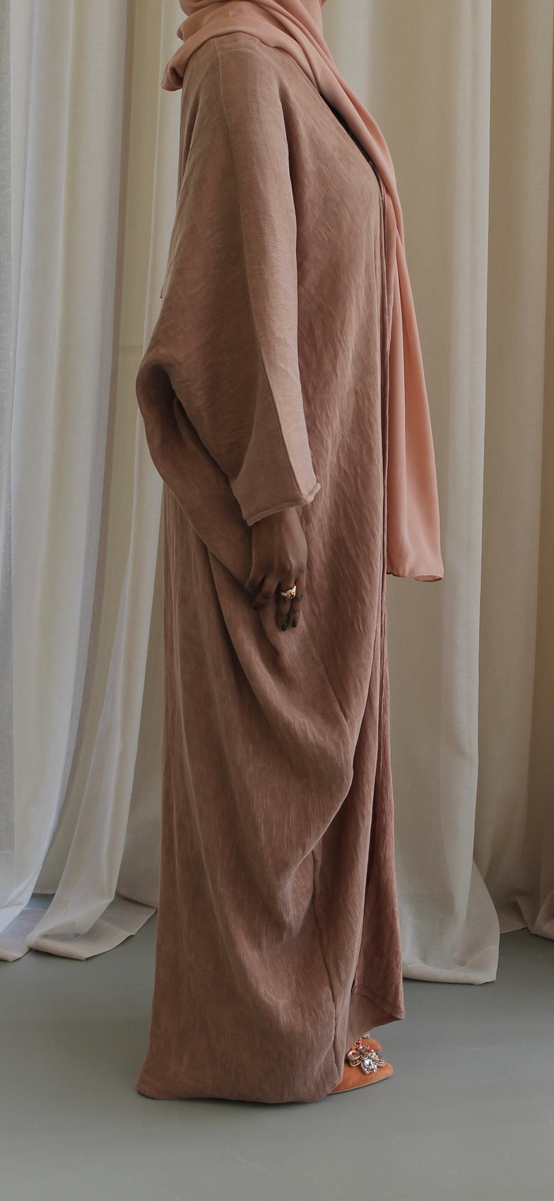 THE PEACH TEXTURED ABAYA + SCARF